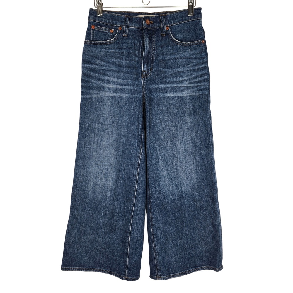 Madewell Wide Leg Crop Jeans High Rise Women's Size 26 Blue Denim Stretch